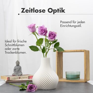 Ваза NATUMO Design 'Bulba' – сучасна ваза для квітів з міцного пластику (біла, 18 см)