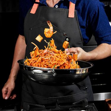 Wok HexClad Hybrid з нержавіючої сталі (30 см) – антипригарне покриття, сумісний з усіма плитами, PFOA free