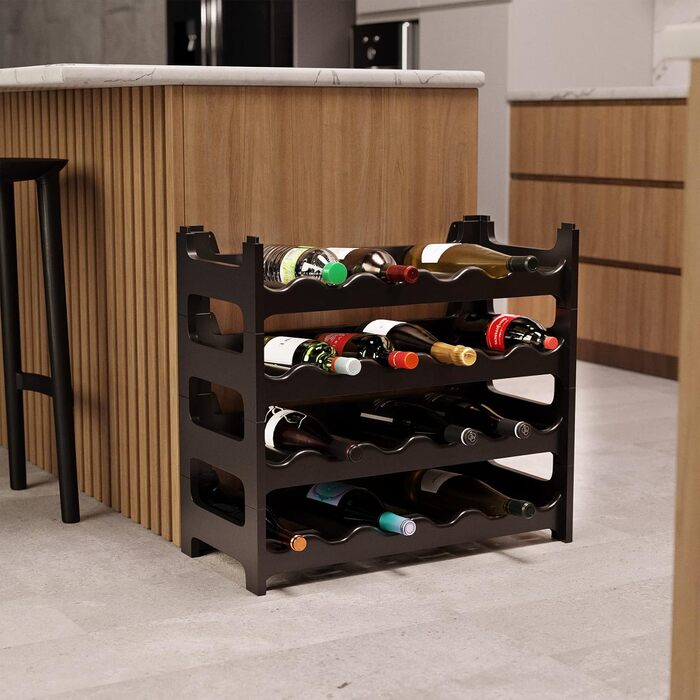 Стеллаж для вина ARTECSIS на 24 пляшки, пластиковий, для ресторанів, модульний, чорний