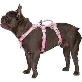 Захисна шлейка для собак, шлейка для рятувальників, повністю світловідбиваюча шлейка з м'якою ручкою, Міцний регульований жилет для вигулу собак середнього розміру (Рожевий, М) середній (упаковка з 1) рожевого