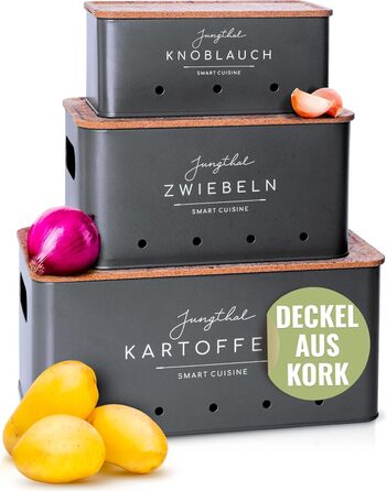 Короб для зберігання картоплі, цибулі та часнику (3 шт.) | Сірий | Короб для картоплі, цибулевий горщик
