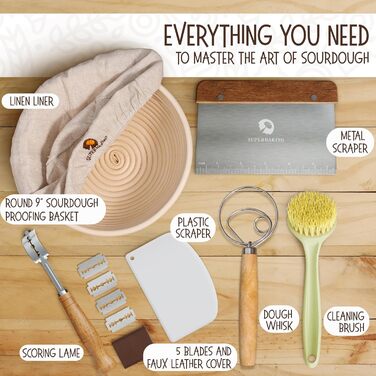 Набір для випічки закваски Superbaking: 2 кошики Banneton (22.9 см та 25.4 см) + стартер для закваски