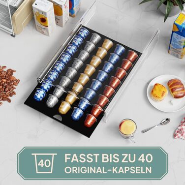 Організатор для капсул Nespresso LifeMoreasy - контейнер для 40 капсул, прозорий, висувний, для зберігання кави