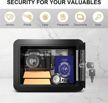 Marcree Cub Safe – міні-сейф для грошей та особистих речей, 6,69 x 9,06 x 6,69 дюймів, чорний