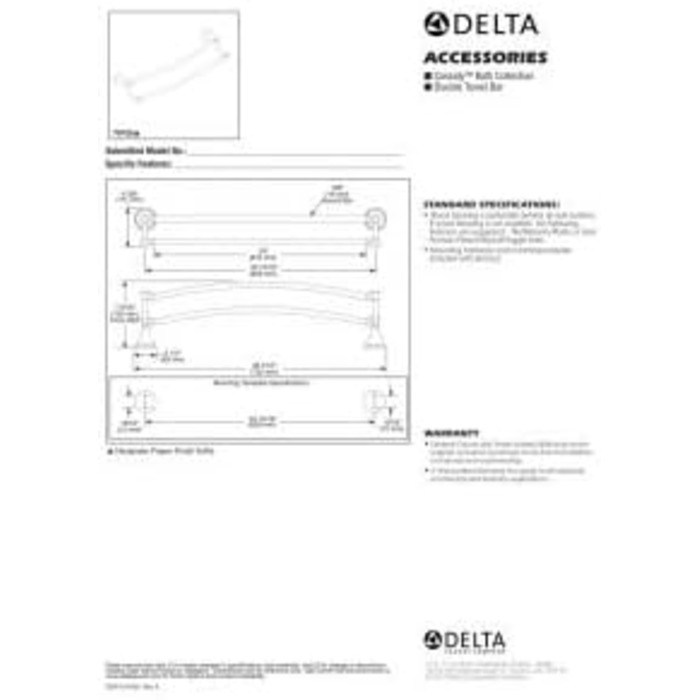 Змішувач Delta Cassidy 61 см з подвійним полотенцесушителем (нержавіюча сталь, подвійний полотенцесушитель)