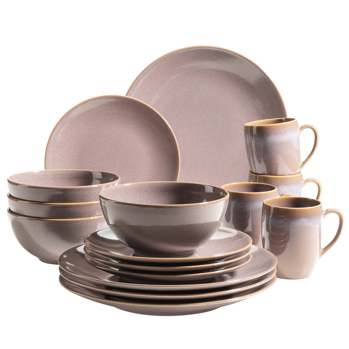 Набір посуду MÄSER 931736 на 4 особи, 16 предметів, кераміка, бежевий, в стилі вінтаж