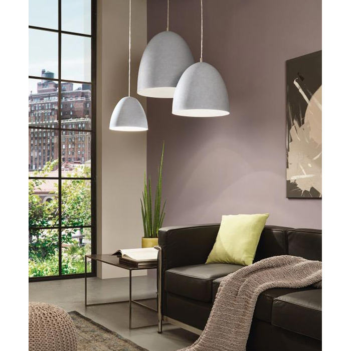 Підвісний світильник EGLO Sarabia, підвісний світильник на 1 полум'я, підвісний світильник з металу сірого кольору з бетоном, лампа для обіднього столу, світильник для вітальні з цоколем E27, (Ø 48,5 см)
