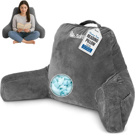 Велике читальне крісло-подушка Softbuy 78,7 см з підголовником, регульована XL-подушка для ліжка, м'яке крісло для дорослих з підлокітниками, ідеально для читання та відпочинку, велике (середнє)