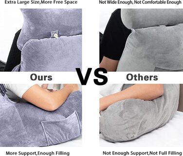 Велике крісло-мішок для читання з підголівником та підлокітниками, 78,7 см, сіре