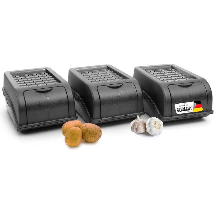 Короб для зберігання картоплі Novaliv | 2 шт по 5л | Антрацитовий сірий | Короб для цибулі та овочів, стекова коробка | Контейнер для картоплі, цибулі, фруктів | Свіжий контейнер