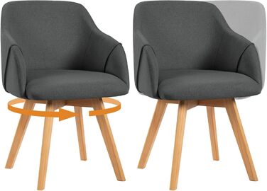 Обідні крісла Bekrvio (2 шт.) - обертаються, з підлокітниками, жовті, сірі, дерев'яні