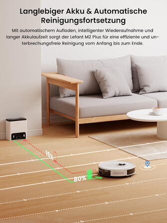 Робот-пилосос LEFANT M2Plus з функцією миття підлоги, 6000Pa, LiDAR-навігація, самоочищення, ідеальний для видалення шерсті тварин