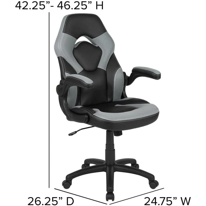 Ігрове крісло Flash Furniture ергономічне регульоване 66,7x62,9x117,5 см сіре