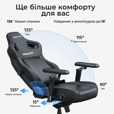 Крісло ігрове Anda Seat Kaiser 4 V2 Size XL Black Fabric