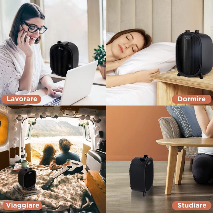 Обігрівач керамічний Midea NF20-20ABE 2000W, для дому, портативний, чорний