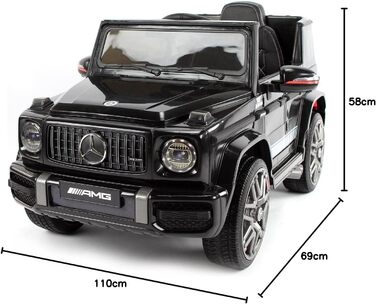 Дитячий електромобіль Mercedes G63 AMG 4x4, 180 Вт, шкіряне сидіння, 4 амортизатори, EVA-колеса, 12V 9Ah, пульт ДК, чорний