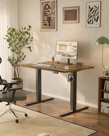 Електричний стіл JUMMICO 100x60 см з USB-портом для зарядки, регулювання висоти, коричневий