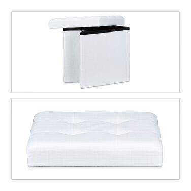 Relaxdays Складний табурет з місцем для зберігання, льон