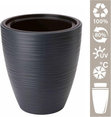 Горщик для квітів MELTOM Blumenkübel XL (48 см, Чорний) з винімним вкладишем