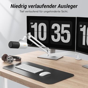 Мікрофонна стійка TONOR T40LP з гнучким кріпленням для мікрофона (біла, пружинний механізм) - для геймінгу, подкастів, запису