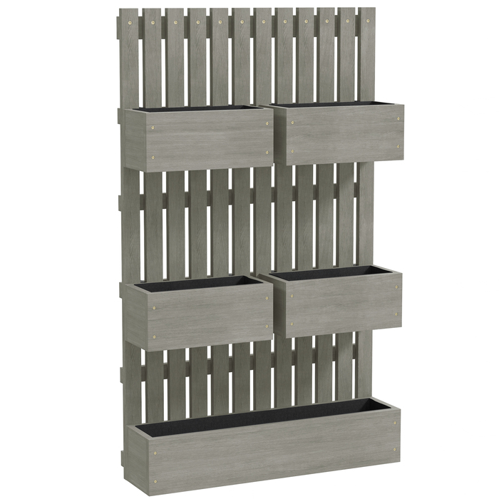 Підвищене грядка з дерева, регульована грядка для вирощування рослин з опорою для ліан, теплиця для розсади, садовий грядка 60x16x100 см, сірий