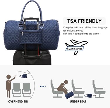 Спортивна сумка OVEVOOK для подорожей, жіноча, Weekender, сумка для вихідних, Kiniktasche, сумка для пологів з косметичкою, відділення для взуття та мокрого одягу, водонепроникна, Gym Bag, ручна поклажа для авіаперельотів, чорна (L, Морська хвиля)