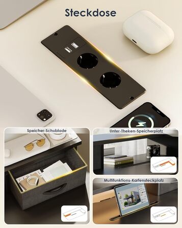 Регульований стіл OffiGo 140x60 см з L-подкоркой, USB-роз'ємом та висувною шухлядою. Чорний колір.