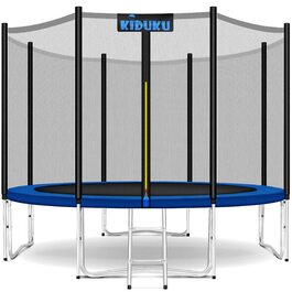 Батут KIDUKU Ø 244/305/366/427 см з сіткою, драбиною та захисним покриттям | Для дітей та дорослих до 150 кг | Садовий батут