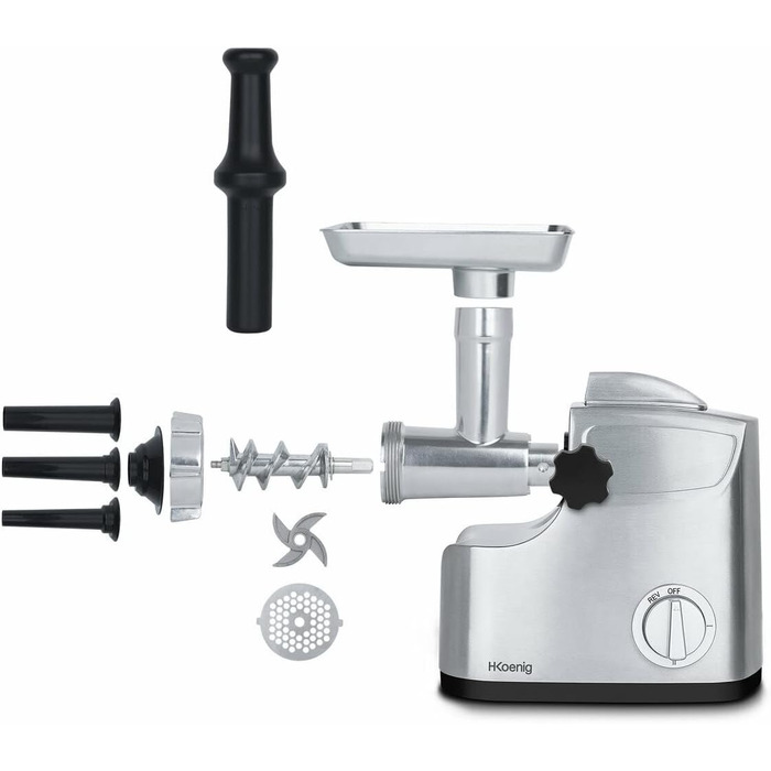 Електрична м'ясорубка H.Koenig WMG800 з нержавіючої сталі, 2 л, потужність до 2 кг/м