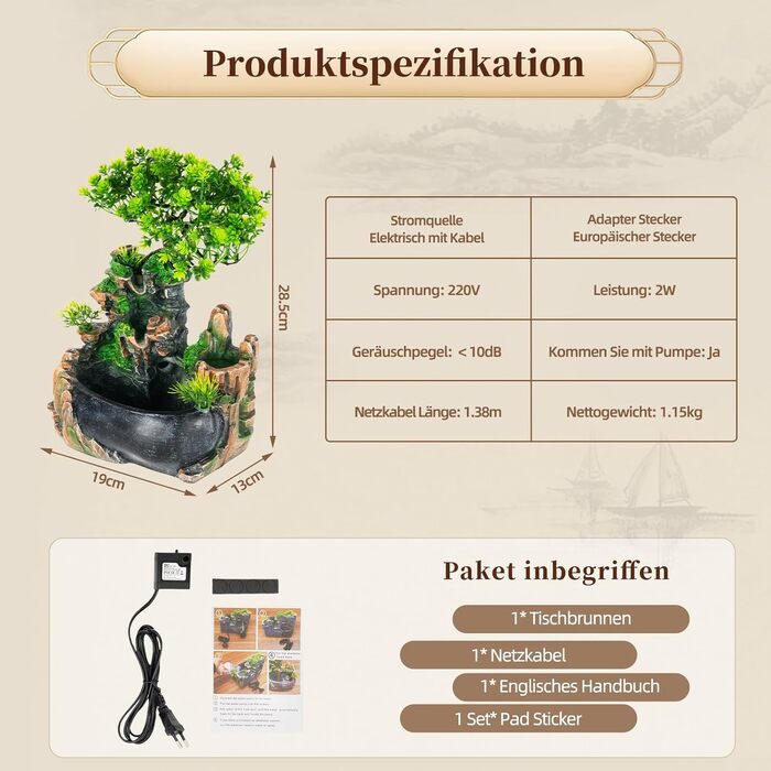Кімнатний фонтан-водоспад з рослинами: для вітальні, спальні, офісу, кафе