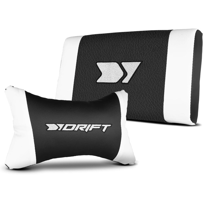 Ігровий крісло DRIFT GAMING DR35 – професійне, зі штучною шкірою, підлокітники з м'якою підкладкою, газліфт 3 класу, посилена база з нейлону, регульований нахил, регульована висота, подушки для попереку та шиї, чорно-сірий колір (Dr35 White)