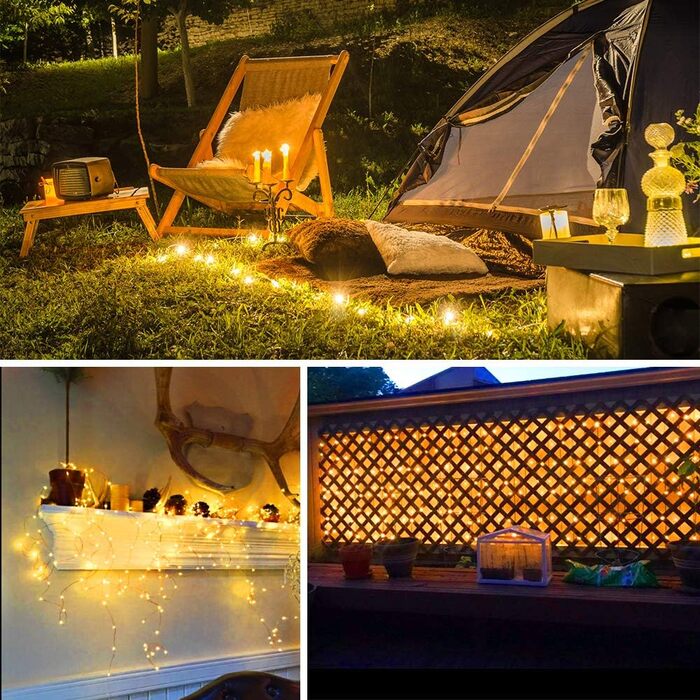 LED гірлянда на 50 метрів з 500 LED, мідний дріт, зірочки, димування, пульт, вологостійка, для саду, тераси, кімнати, святкова прикраса