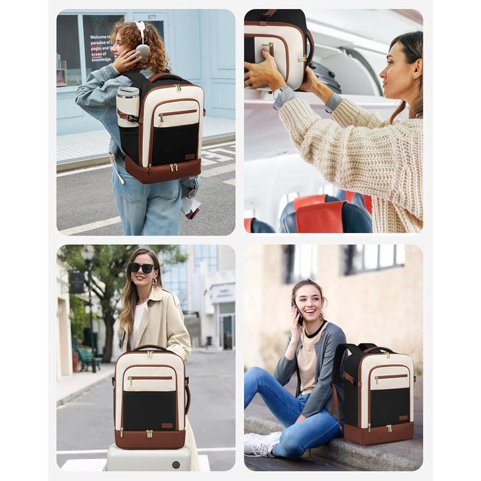 LOVEVOOK Рюкзак для ручної поклажі 40L з окремим відділенням для взуття, жіночий, для подорожей (3 шт.)