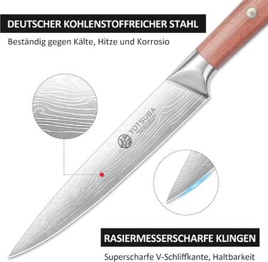 Набір кухонних ножів YOTSUBA Profi з дерев'яним блоком та точилкою, ножиці, набір кухонних ножів з нержавіючої сталі, 33 см