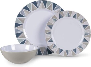 Набір посуду 12 предметів Меламіновий кемпінговий посуд для пікніка білий/сірий/світло-блакитний/бл.