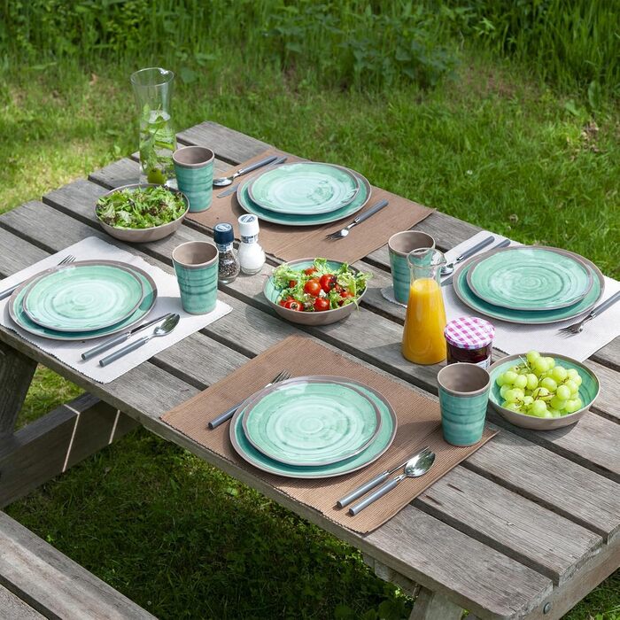 Набір посуду Bo-Camp Melamin Halo: тарілки для кемпінгу, подорожей та пікніків (бірюзовий)