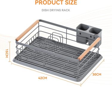 Сушарка для посуду BRIAN & DANY з піддоном, 42x30x15 см, сіра