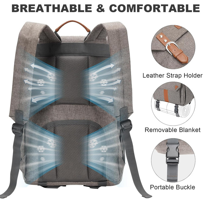 Рюкзак для пікніка HappyPicnic з ізольованим відділенням, тримачами для пляшок та великим водовідштовхувальним килимком (M без посуду)