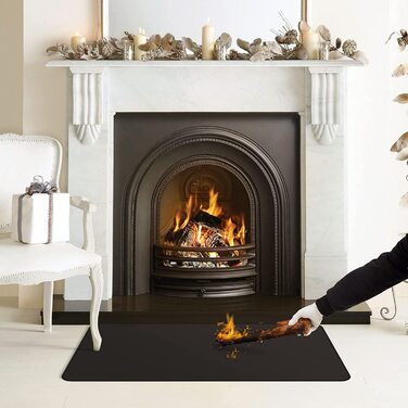 Вогнестійкий килим для каміна FLASLD 91х122 см чорний