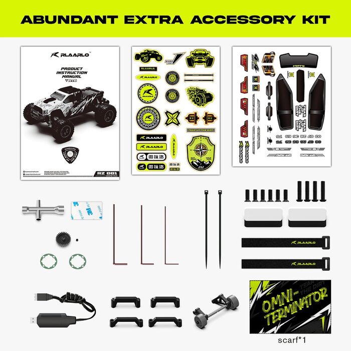 AMORIL 1/10 RTR Brushless RC Автомобіль 50+ км/год для Дорослих, Електричний Позашляховий Монстр-трак 4WD, Водонепроникний, 3S Lipo, Зелений