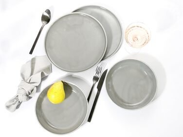 Набір посуду CreaTable Chef Collection (18 предметів) для 6 осіб: сервіз з порцеляни, 12-ти речі, сірий колір, Made in Europe