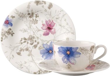 Набір кавового сервізу Villeroy & Boch Mariefleur Gris Basic на 18 частин (6 персон) - преміум фарфор, квітковий дизайн, білий колір