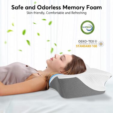 Ортопедична подушка для шиї Anvo з memory foam для зняття болю, синього кольору, жорстка