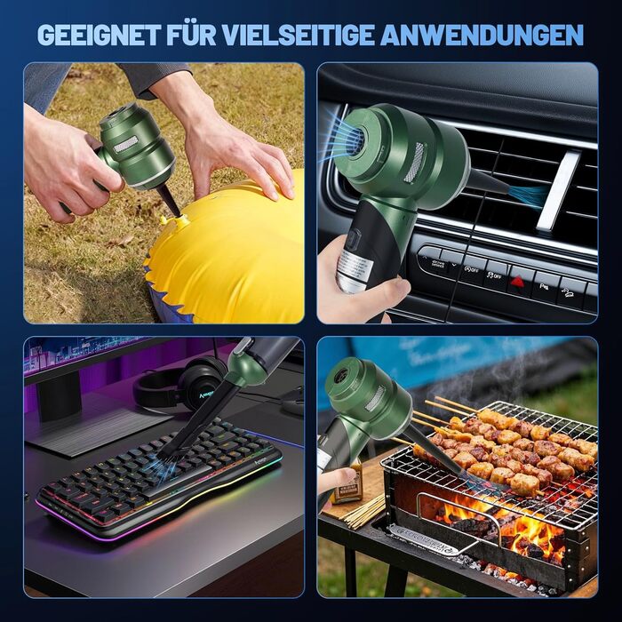 Акумуляторний ручний пилосос HANSILK 4 в 1, бездротовий автомобільний пилосос 25000Па, безщітковий двигун, 3 режими потужності, складаний міні-пилосос для авто, дому, диванів та шерсті тварин