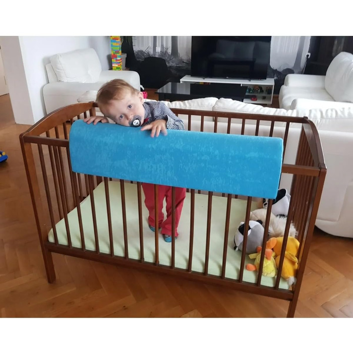 Захист для ліжечка дитячого бортик-подушка від випадання (120 см, блакитний)