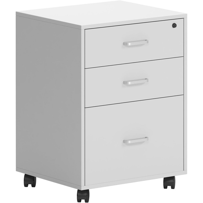 Шафа для документів на колесах SogesHome, офісний контейнер з 3 висувними ящиками, білий, з замком