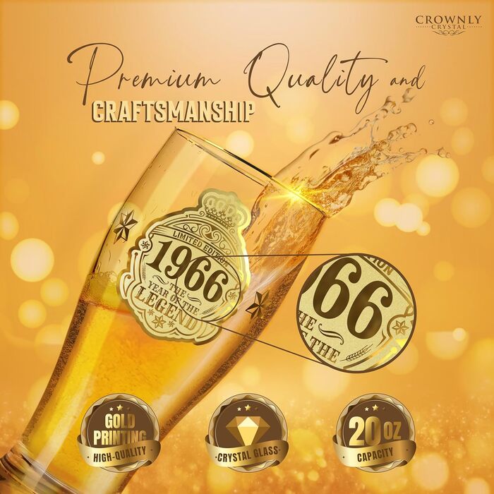 Пивний келих з гравіюванням 570 мл, 50 років, персоналізований подарунок для чоловіка, тата, декор, листівка на ювілей (1966)