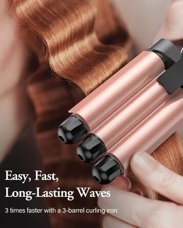 Набір для створення локонів BESTOPE PRO 5 в 1 з LED-дисплеєм: 3 насадки, регулювання температури, рукавичка, кліпси, рожеве золото