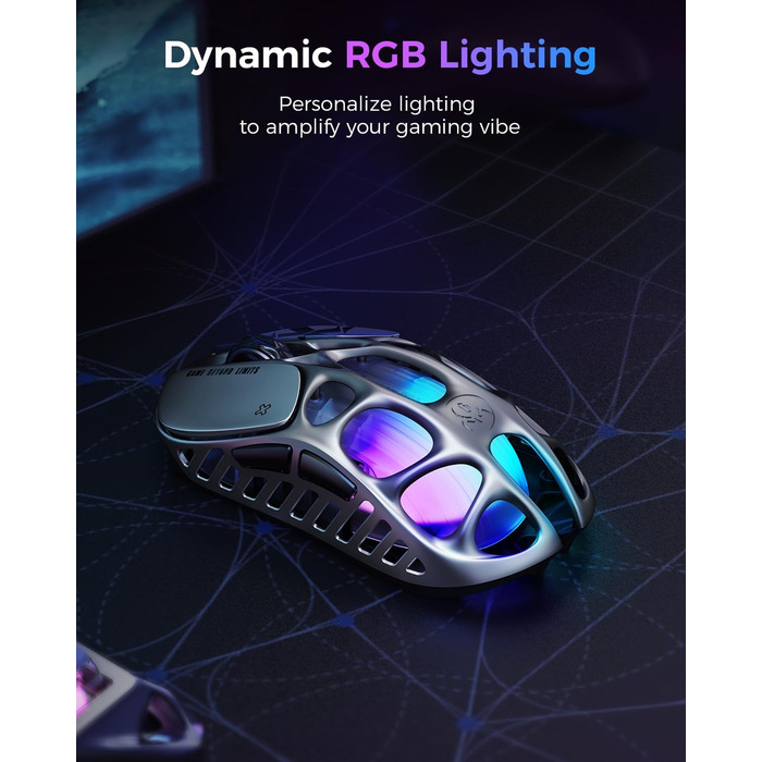 GravaStar Mercury X Pro 49g: Бездротова ігрова миша з PAW 3950 сенсором, 32000 DPI, 8000 Hz, RGB-підсвічування