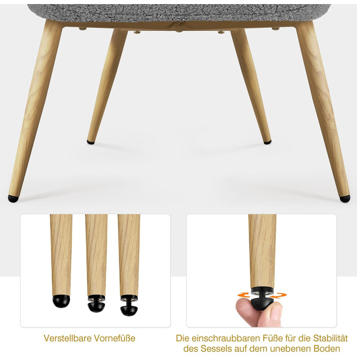 Крісло-мішок Yaheetech з поліестерним покриттям, крісло для телевізора, крісло з підлокітниками, м'яке крісло, крісло-релакс, крісло для відпочинку, біле (сіре, без пуфа)